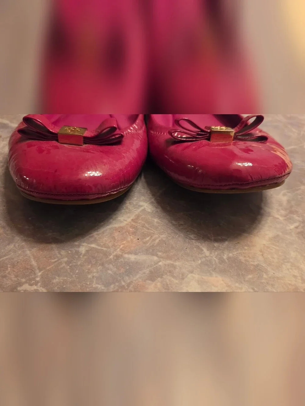 Tory Burch Women’s Pink Patent Leather Ballet Flats